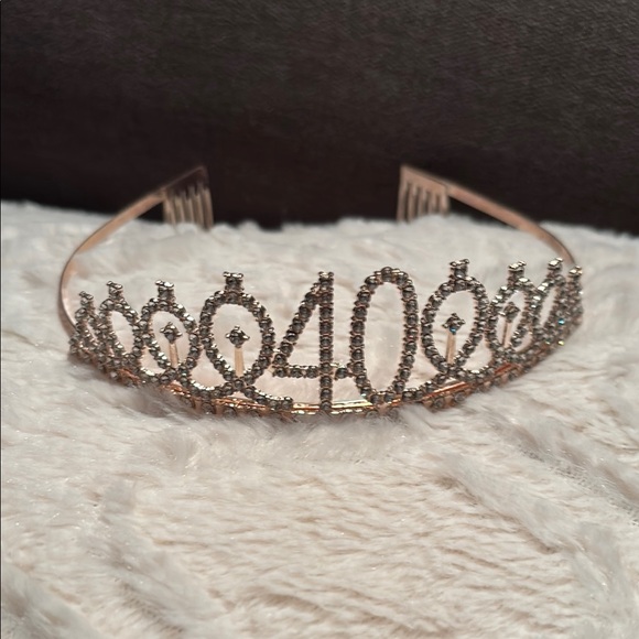 Accessories - Elegant Rose Gold Tiara with Rhinestones